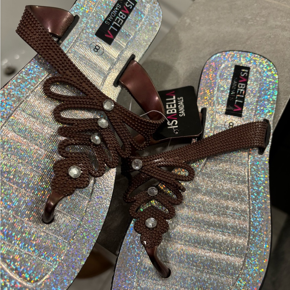 Abella Brown Sandals with Holographic Sole